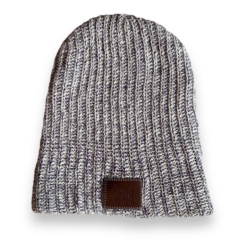 [Love Your Melon] Purple and White Beanie